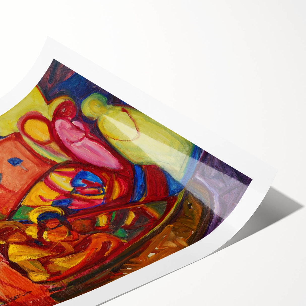 Extra large rolled print featuring line art flowers in muted earth tones, ideal for large living room wall decor.