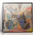 Large abstract wall art in mid-century modernist style, acrylic print in black frame, ideal for modern art wall decor.