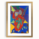 Extra large abstract art print in gold frame, featuring textured swirls in muted colors, ideal for living room decor.