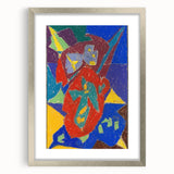 Textured abstract art print in muted earth tones on a framed canvas, ideal for modern bedroom ambiance.