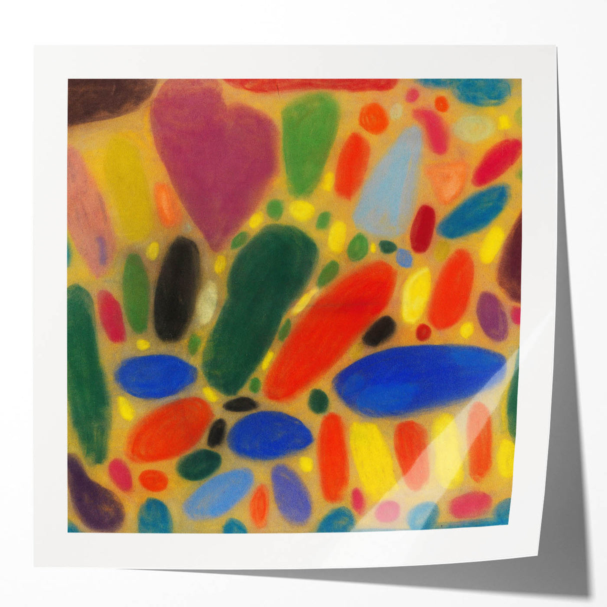 Extra large wall art featuring an abstract floral design in pastel shades on glossy photo paper.