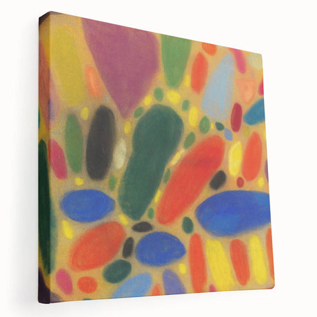 Adolf Holzel abstract design in muted colors on a large stretched canvas, ideal for kitchen wall art.