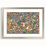 Textured abstract art print in muted earth tones on framed canvas, suitable for bedroom wall decor.