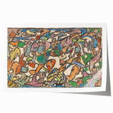 Adolf Holzél-inspired abstract floral design in muted pastel colors on rolled canvas, suitable for dining room or bathroom.