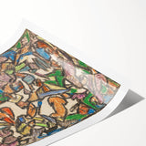 Extra large wall art featuring line art flowers in black on white, rolled print, suited for large living room decor.