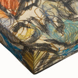 Large art depicting a black and white abstract landscape on stretched canvas, suitable for bedroom wall decor.