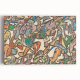 Large black and white abstract print on canvas, featuring geometric shapes, ideal for kitchen wall art.