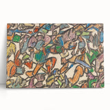 Abstract design in black and white on stretched canvas, ideal for kitchen wall art or bedroom ambiance.