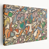 Abstract design by Adolf Holzel in muted colors on large stretched canvas, suitable for kitchen wall art.