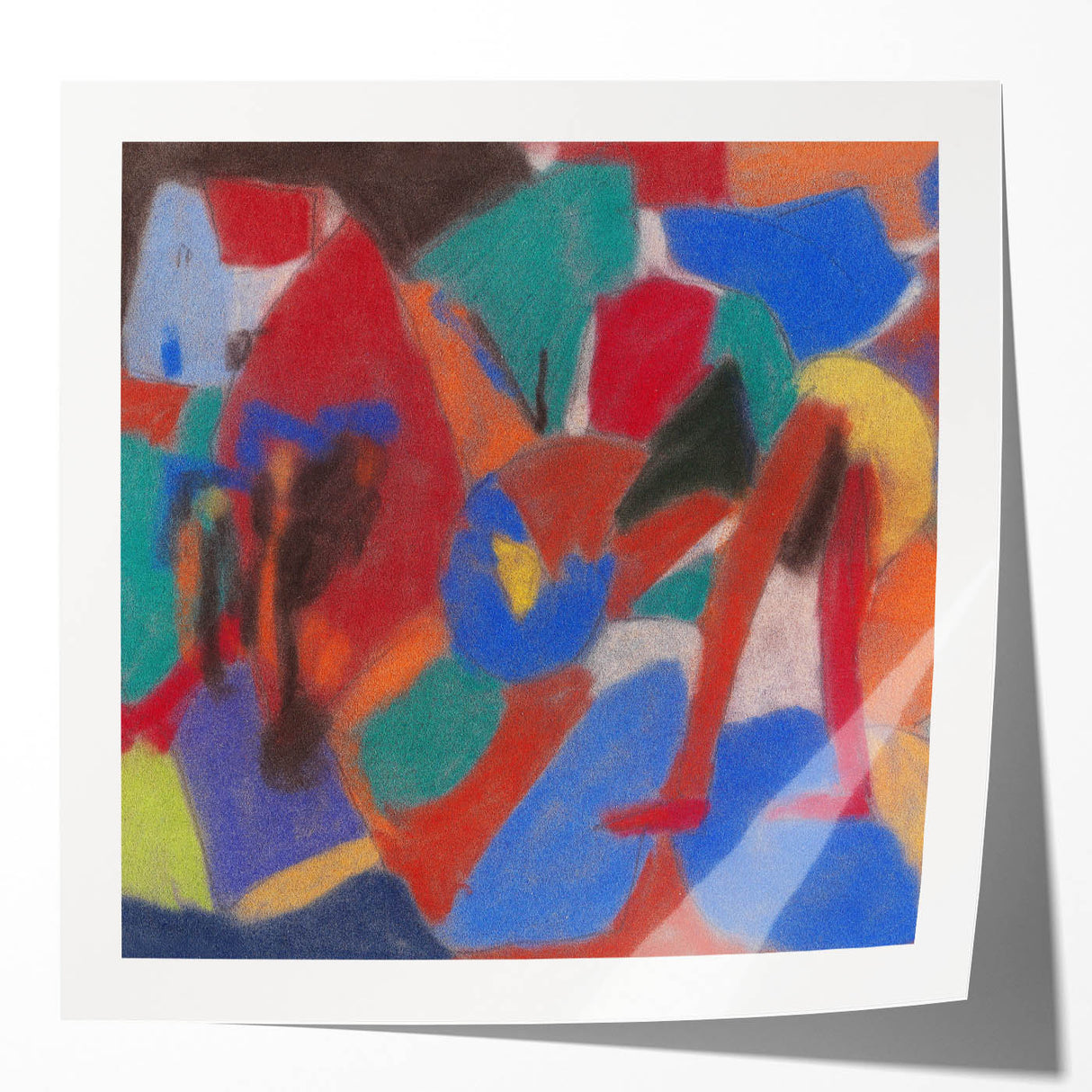 Extra large floral art on glossy photo print, featuring vibrant, multicolored abstract blooms.