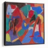 Black and white landscape painting on framed canvas, featuring a minimalist vintage poster style, ideal for bedroom decor.