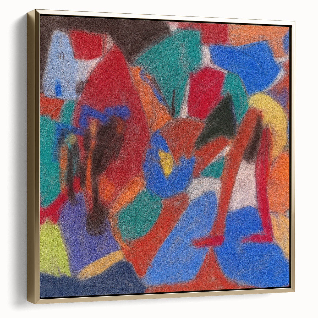Vintage poster art of a landscape painting on a black framed canvas, ideal for bedroom wall decor.