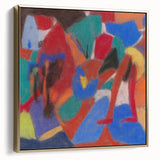 Vintage poster art of a landscape painting on a black framed canvas, ideal for bedroom wall decor.