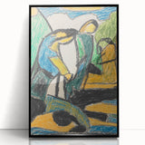 Large abstract wall art print in bold black and white, framed in acrylic, ideal for modern art wall decor.