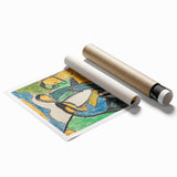 Extra large rolled print of abstract floral art in pastel shades, ideal for classy bathroom wall art.