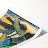 Extra large rolled print of line art flowers in monochrome, ideal for large living room wall art.