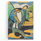 Large black and white abstract design on stretched canvas, suitable as kitchen wall art.