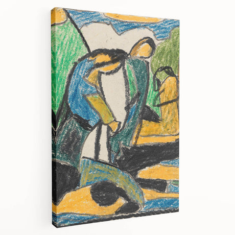 Adolf Holzel's abstract design in muted earth tones on a large stretched canvas, ideal for kitchen wall art.