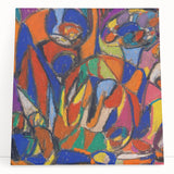 Abstract black and white pattern on a large stretched canvas, ideal for kitchen wall art or bedroom ambiance.