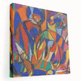 Abstract multicolored composition by Adolf Holzel on stretched canvas, ideal for kitchen wall art.