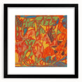 Extra large abstract art print featuring colorful, textured patterns on a black framed canvas, ideal for living room decor.