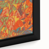 Extra large framed canvas featuring a textured, colorful abstract design on a black background, ideal for living room decor.