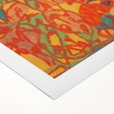 Art Deco poster featuring geometric shapes in muted gold and black tones on rolled canvas.