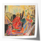 Extra large floral art on canvas in pastel shades, ideal for art wall dining room or classy bathroom decor.