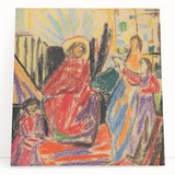 Black and white abstract design on large stretched canvas, ideal for kitchen wall art or bedroom ambiance.