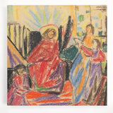 Abstract black and white composition on stretched canvas, ideal for kitchen wall art.