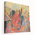 Abstract design by Adolf Holzel in muted colors on a large stretched canvas, ideal for kitchen wall art.