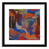 Extra large abstract art print featuring vibrant, colorful textured patterns, mounted in a black frame with mat.