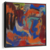 Black and white landscape art painting on a framed canvas, featuring a vintage poster art style.