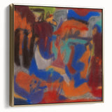 Framed canvas featuring a vintage Adolf Hölzel landscape design in muted gold and black, ideal for bedroom wall art.