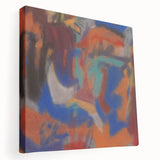 Abstract geometric art in muted earth tones on stretched canvas, suitable for kitchen wall art.