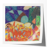 Extra large floral art print in muted pastel shades on glossy photo paper, suitable for dining room or bathroom wall decor.