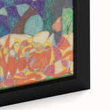 Extra large framed canvas featuring black textured art with colorful abstract designs, ideal for living room ambiance.