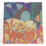 Abstract black and white large art on stretched canvas featuring geometric shapes.