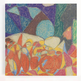 Large black and white abstract design on stretched canvas, suitable for kitchen wall art.