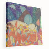 Abstract design by Adolf Holzel in muted colors on stretched canvas, suitable for kitchen wall art.