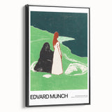 Black and white wall art featuring a vintage poster art style landscape, framed canvas, ideal for bedroom decor.