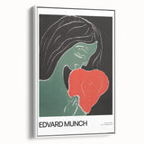 Vintage poster art featuring a colorful Edvard Munch design on a large framed canvas, suited for living room decor.