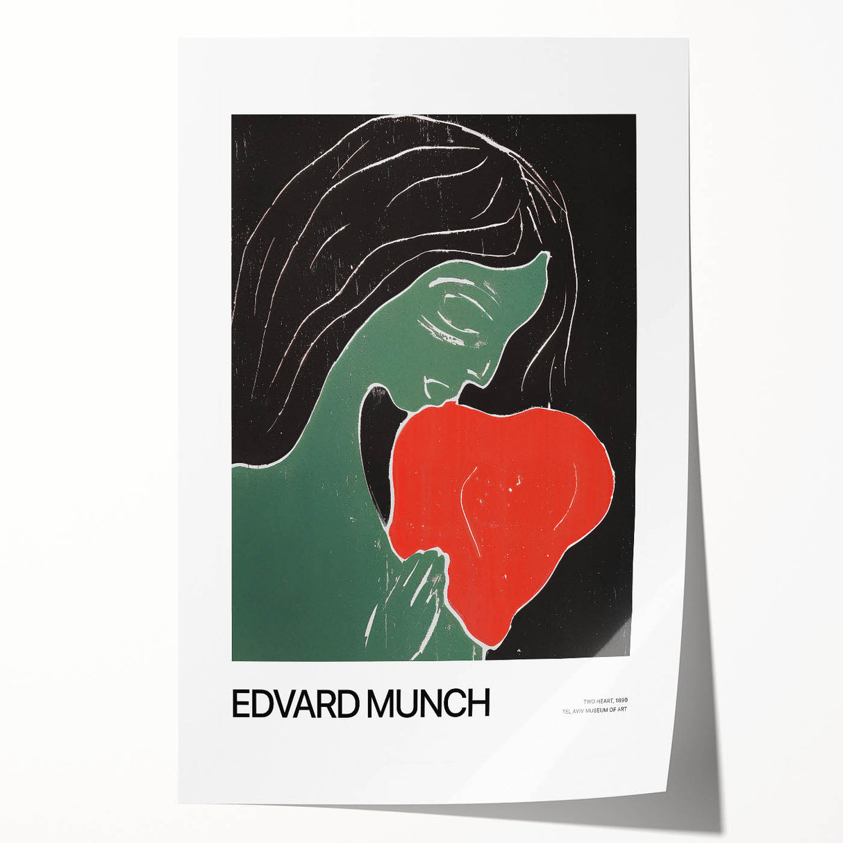 Edvard Munch-inspired floral print on rolled canvas, featuring dark blue and green tones.