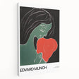 Side view of a stretched canvas featuring an abstract design in muted blues and greens, suitable for kitchen wall art.