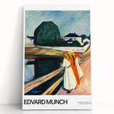 Large black and white stretched canvas print of Edvard Munch's design, ideal for kitchen wall art.