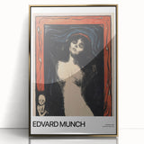 Mid-century modernist art print of Edvard Munch’s design in a gold frame, featuring muted colors, ideal for nursery wall art.