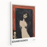 Side view of a stretched canvas featuring Edvard Munch's avant-garde design, ideal for kitchen wall art.