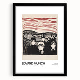 Extra large abstract art print featuring textured, colorful swirls on black framed canvas, ideal for living room decor.