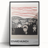 Large abstract wall art featuring bold black and red splashes, framed in black acrylic, suited for modern decor.