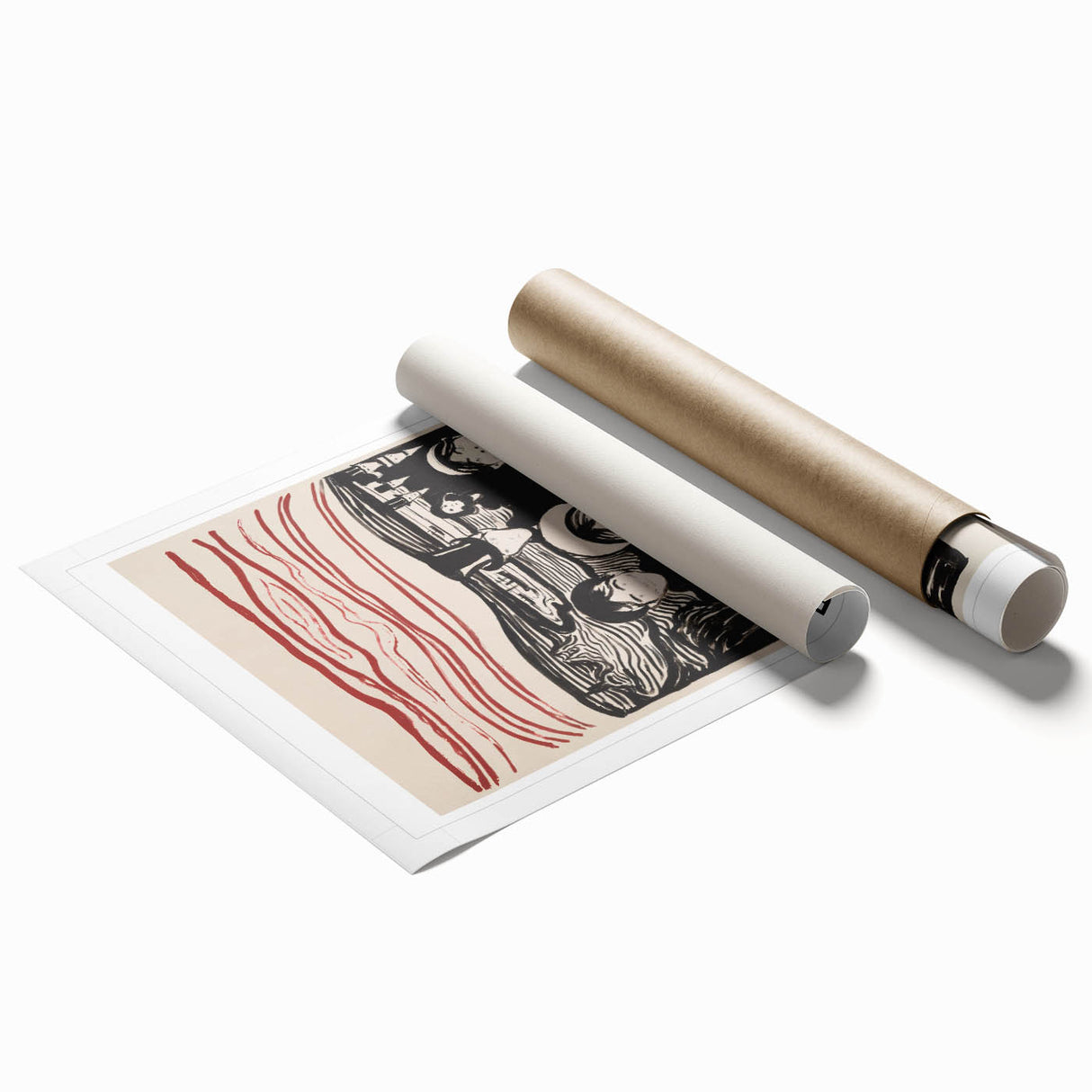 Extra large rolled print of floral art in muted tones, ideal for classy bathroom or large living room decor.